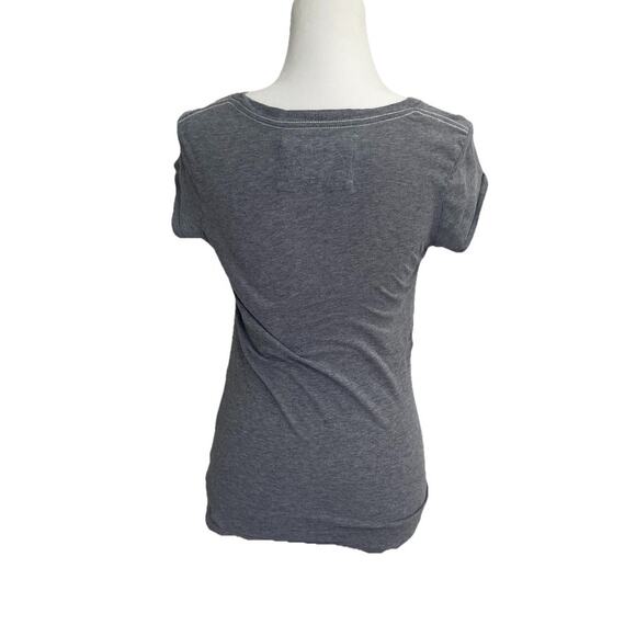 Aeropostale Y2K 2000s Embroidered Spell Out Shirt Fitted Gray Sz M VTG - Picture 2 of 8